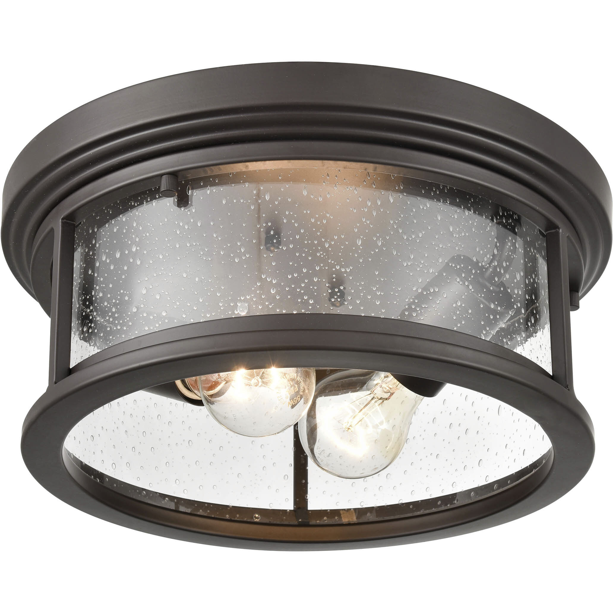Bresley 2 Light 12 inch Powder Coated Black Outdoor Flush Mount